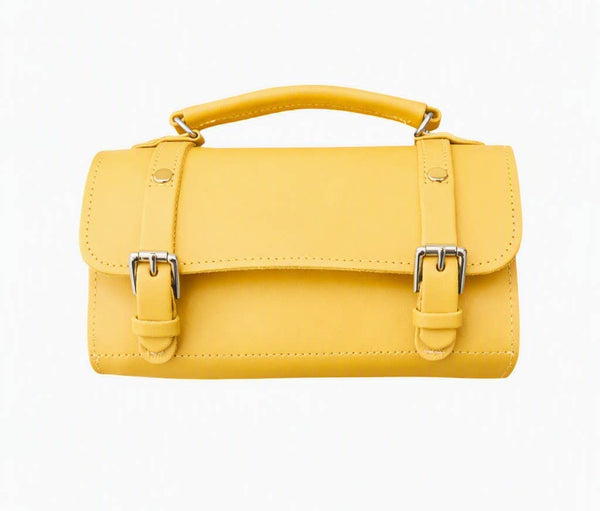 Handmade Leather Bowler Bag - Primrose Yellow