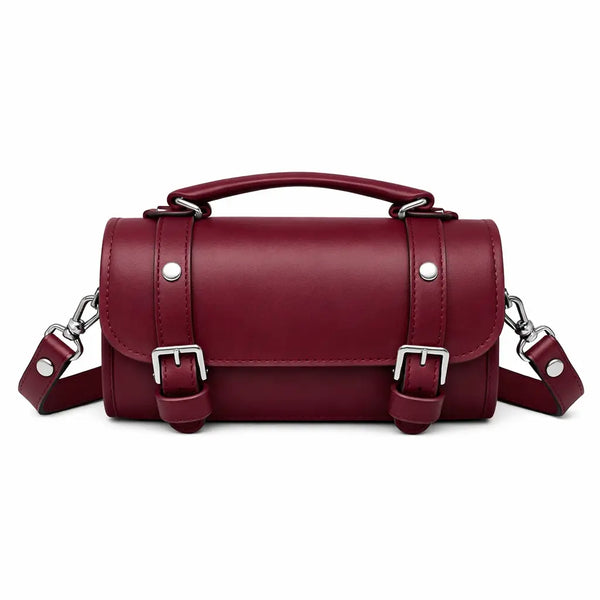 Handmade Leather Bowler Bag - Marsala Red- Zatchels