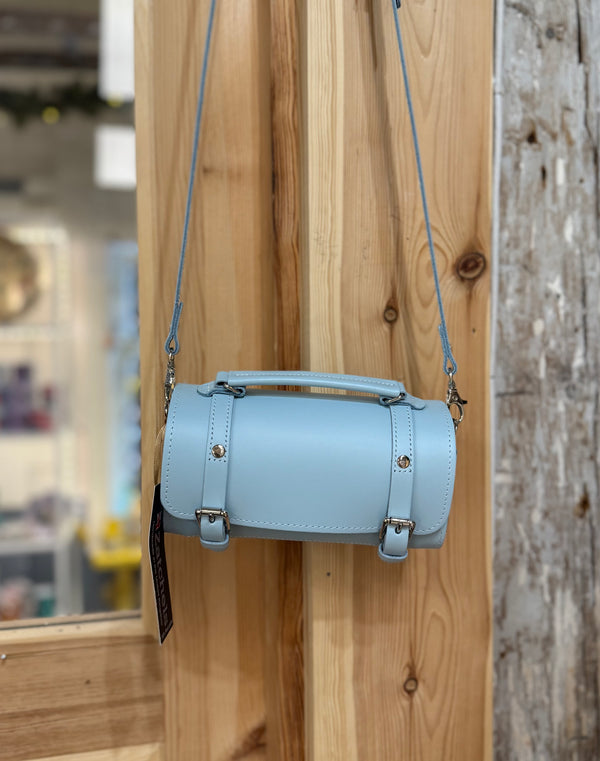 Handmade Leather Bowler Bag - Baby Blue - Zatchels