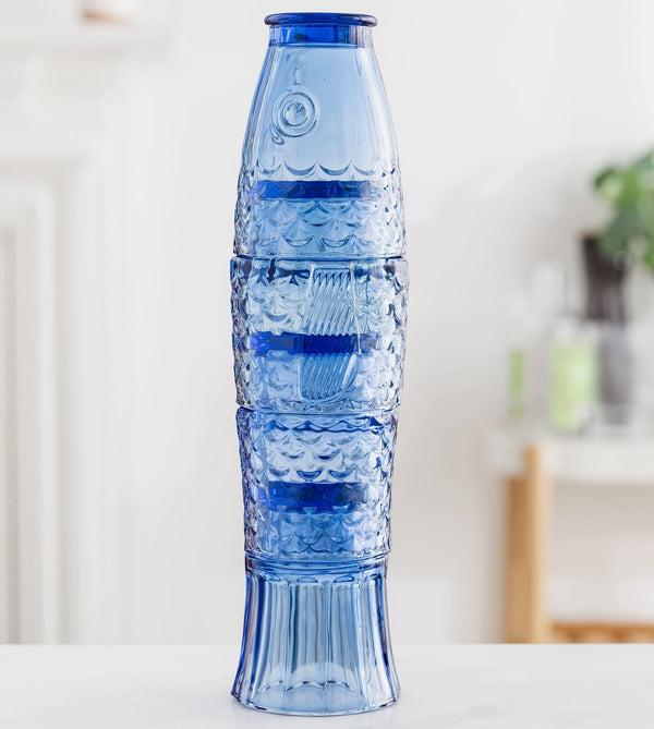Stablebare drikkeglass – fisk i blått glass - Uberstar