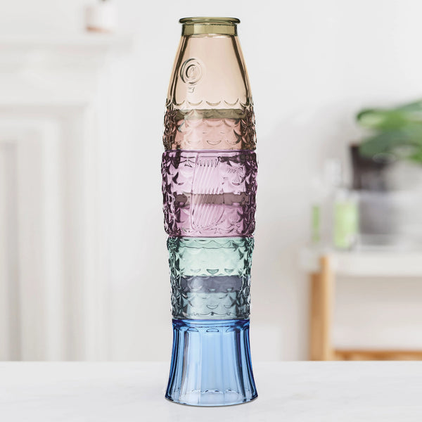 Stablebare drikkeglass – fisk i regnbue glass - Uberstar