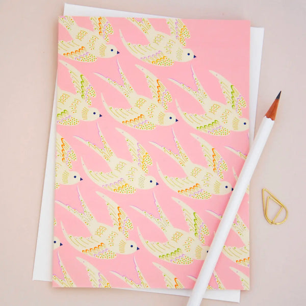 'Birds in Flight' – Soft Pink Kort - Elvira Designs