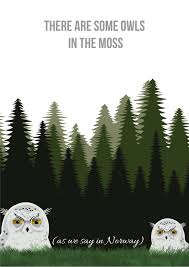 Kort "Owls in the moss" - Lines of Norway