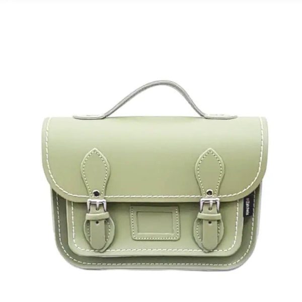Leather Midi Satchel Sage Green - Zatchels