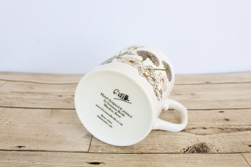 Blue Floral Bone China Mug - Gemma Keith - glott.no