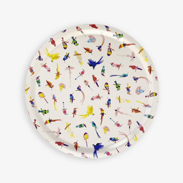 Neon Birds Brett, Rundt Serveringsbrett - All the Ways to Say