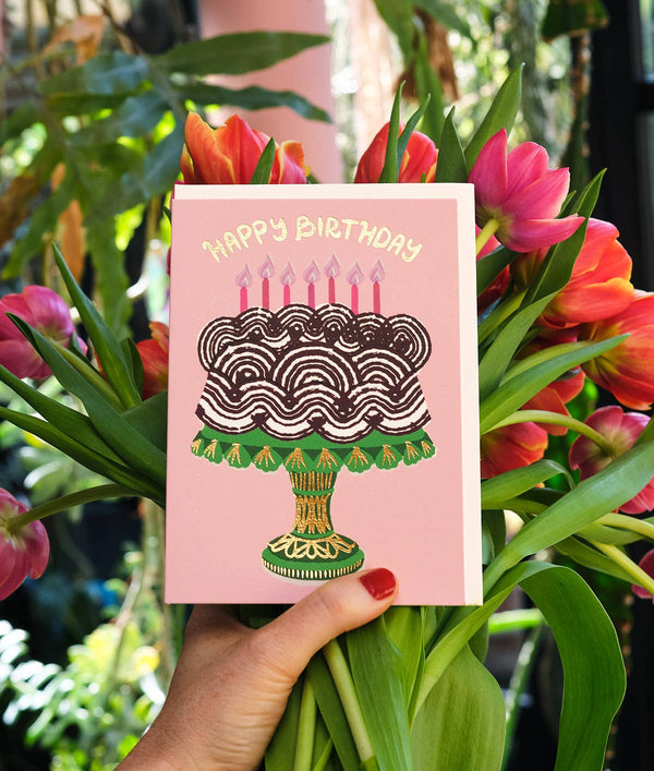 Cake & Candles Happy Birthday Greetings Card
