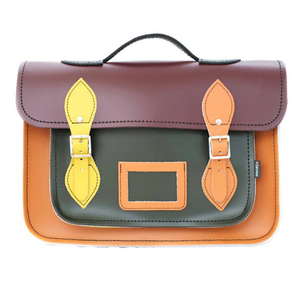 Handmade Leather Satchel - Autumnal Kaleidoscope 13" - Zatchels
