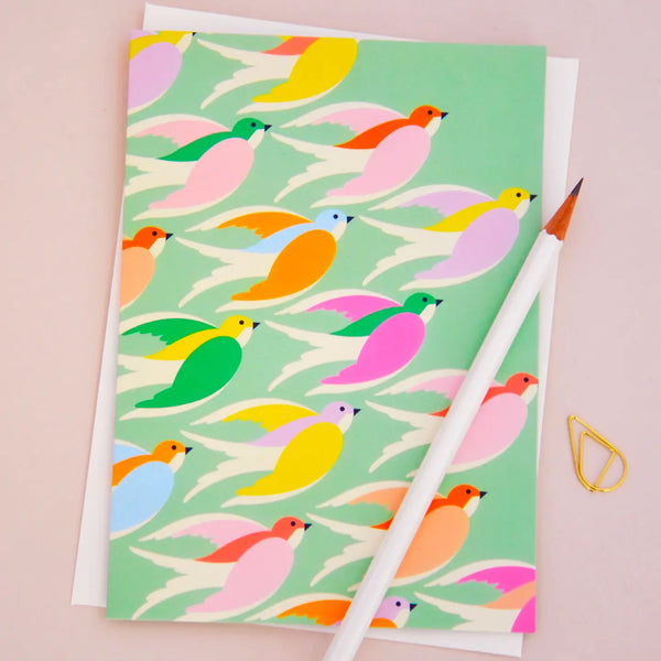 'Birds in flight' in  Mint Kort - Elvira Designs