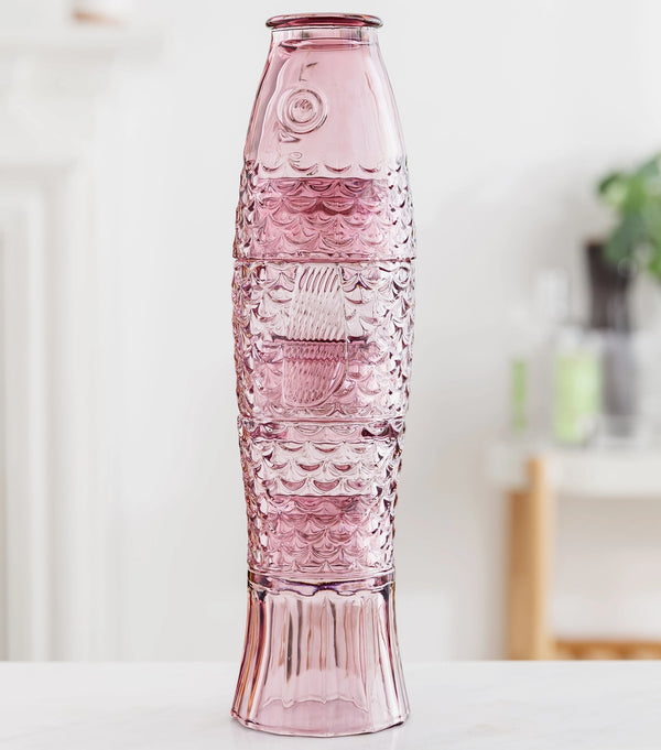 Stablebare drikkeglass – fisk i rosa glass - Uberstar