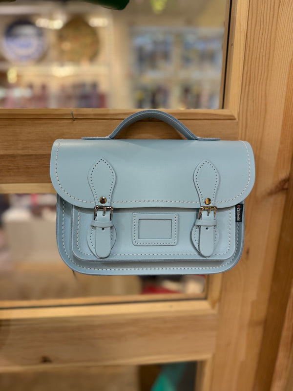 Leather Midi Satchel Pastel Baby Blue - Zatchels
