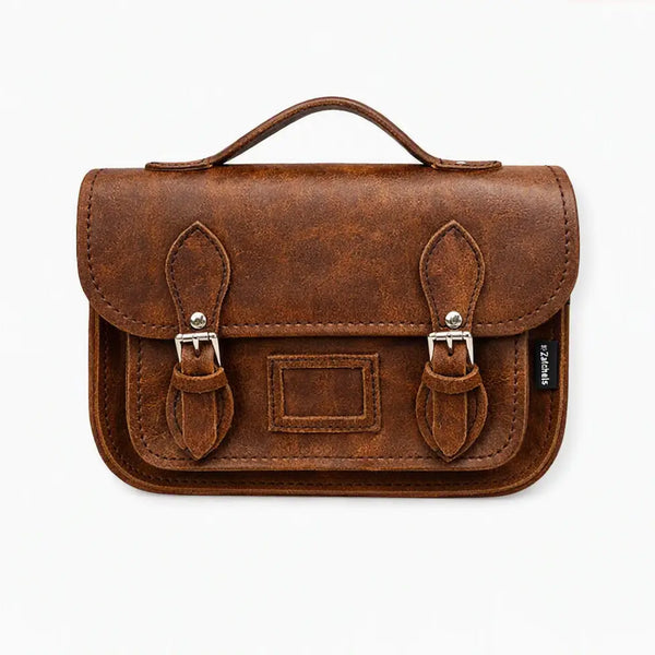 Soft Leather Midi Satchel - Distressed Brown - Zatchels