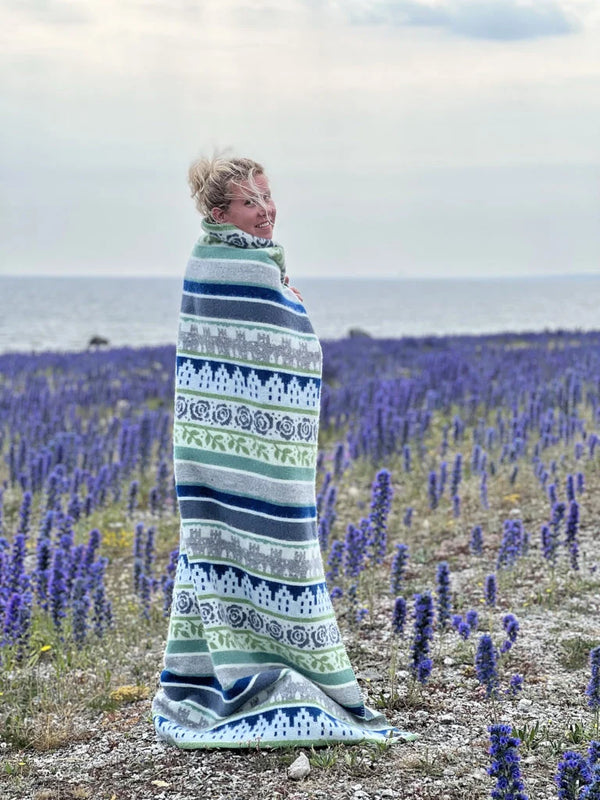 Visby Blå Ullpledd - Klippan