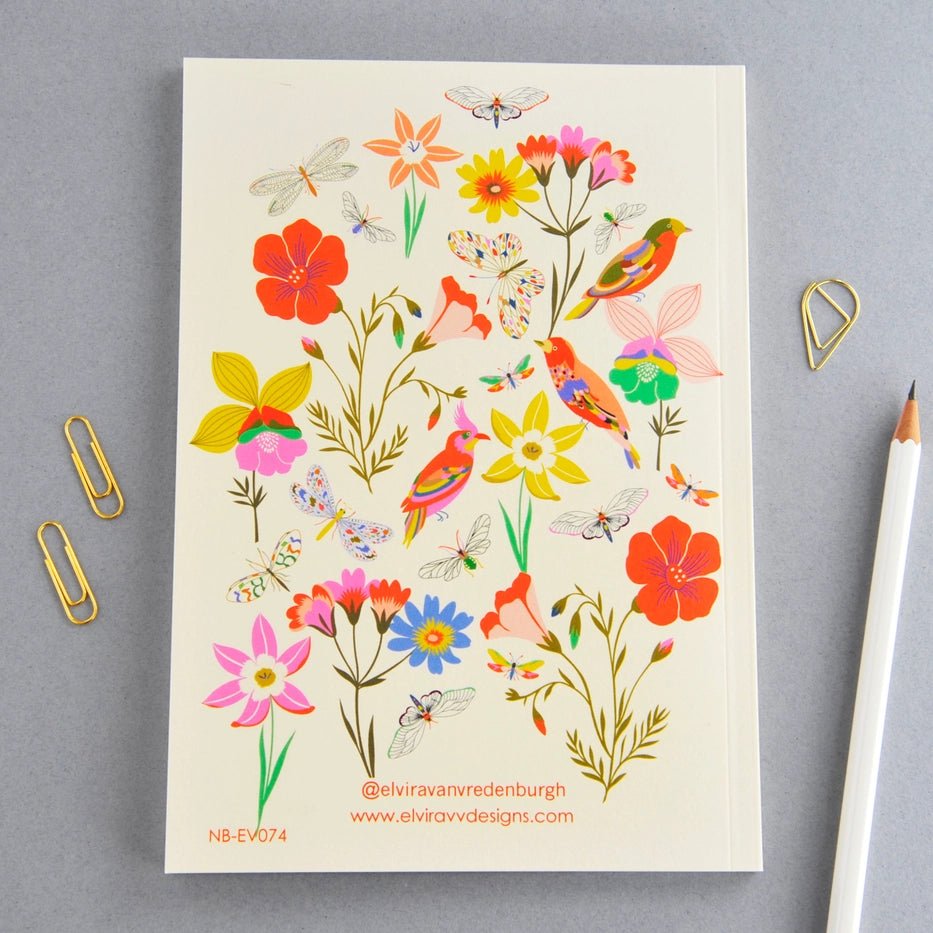 'Birds and Bees' A5 Notebook - Elvira Designs - glott.no
