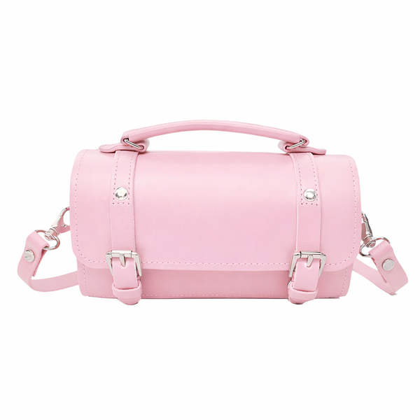 Handmade Leather Bowler Bag - Pastel Pink