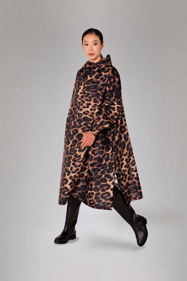 Dark Leopard Poncho, Regnponcho - Rainkiss