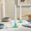 Duo Tone Glass Candle Holder - Block Design - glott.no