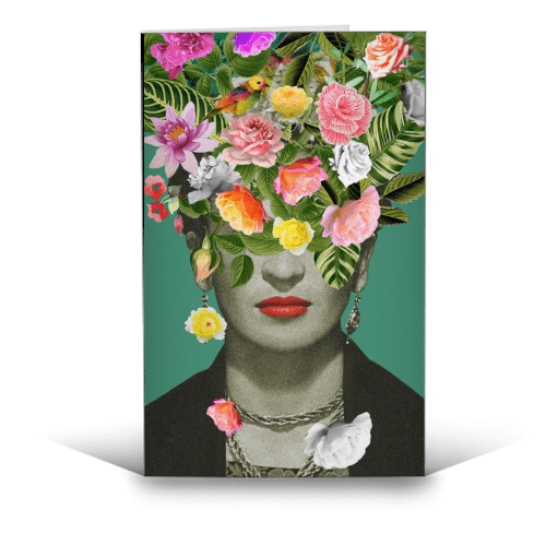 FRIDA FLORAL (Green) BY THE 13 PRINTS Kort - Art Wow - glott.no