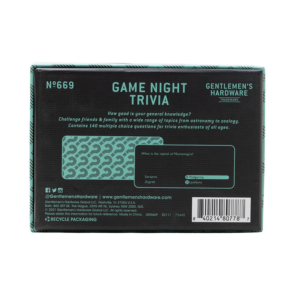 Game Night Trivia - Spill - Gentlemen's Hardware - glott.no