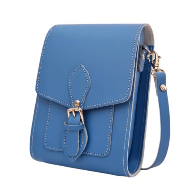 HANDMADE LEATHER Festival Phone Bag - Cornflower Blue - Zatchels - glott.no
