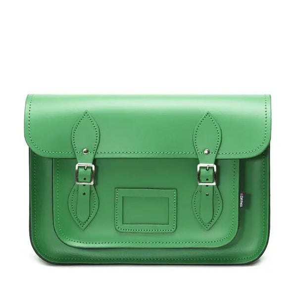 Handmade Leather Satchel - Green 13" - Zatchels