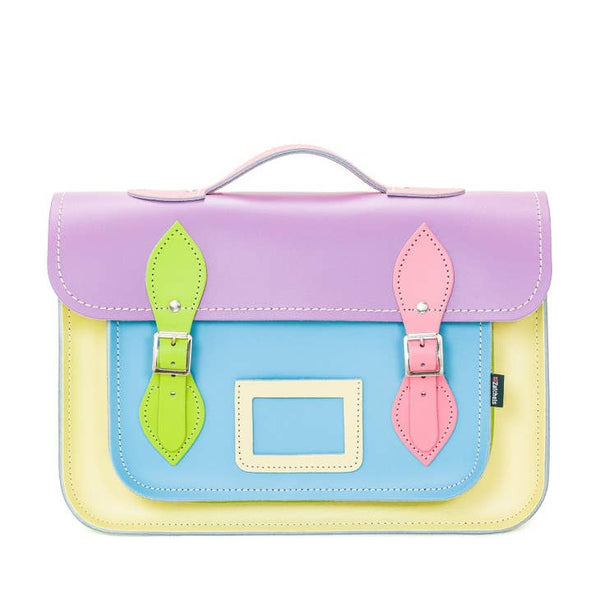 HANDMADE LEATHER SATCHEL - Pastel Kaleidoscope "13" - Zatchels - glott.no