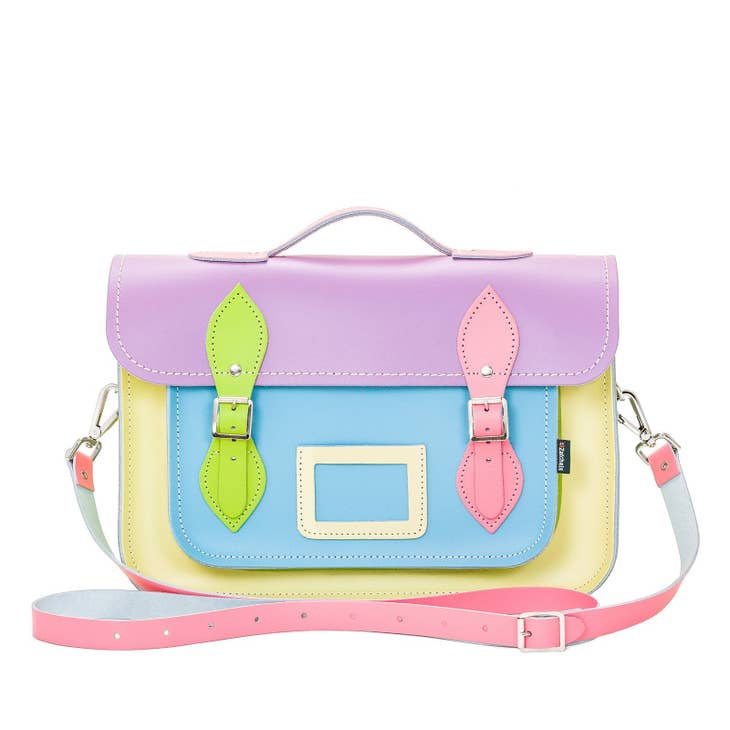 HANDMADE LEATHER SATCHEL - Pastel Kaleidoscope "13" - Zatchels - glott.no