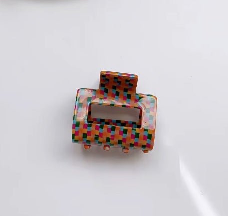 Hårklemme Medium - Orange Multi Checker - glott.no