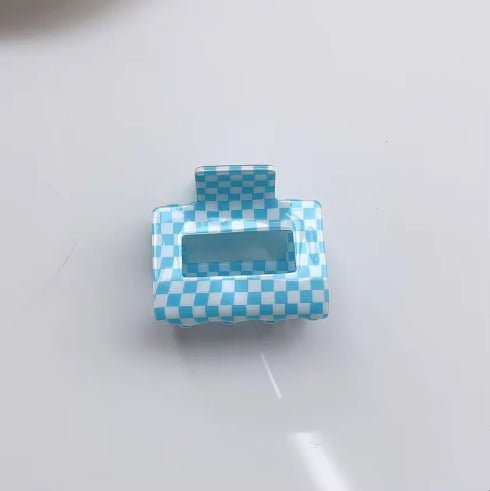 Hårklemme Medium - Pale Blue Checker - glott.no