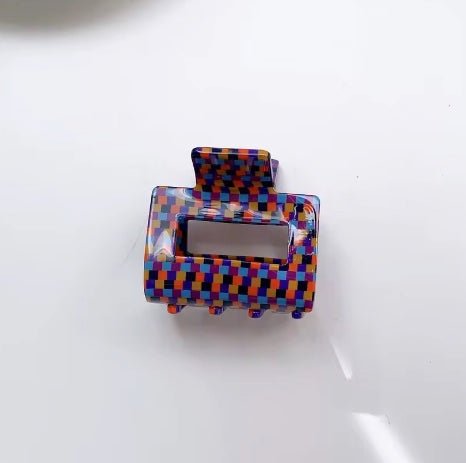 Hårklemme Medium - Purple Multi Checker - glott.no