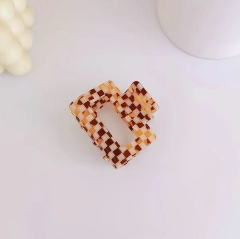 Hårklemme Medium - Yellow Checker - glott.no
