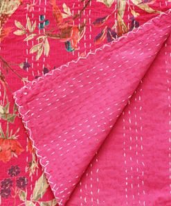 Hot Pink Bird Kantha Throw - Powell Craft - glott.no