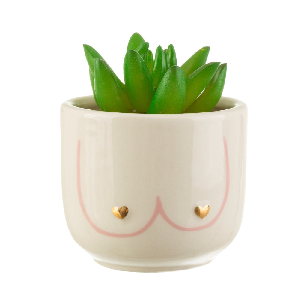 Mini Girl Power Boobies White Planter - Sass & Belle - glott.no