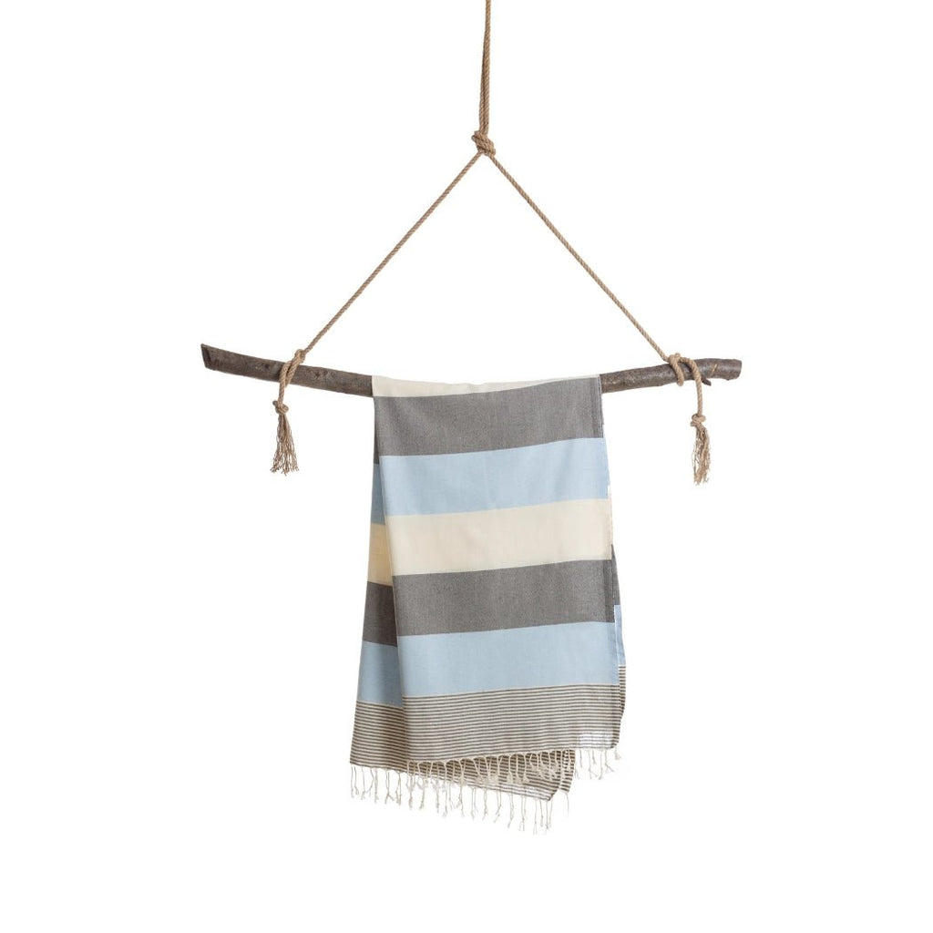 Palermo Hammam Towel with gift box, Blue/Black - Towel to Go - glott.no