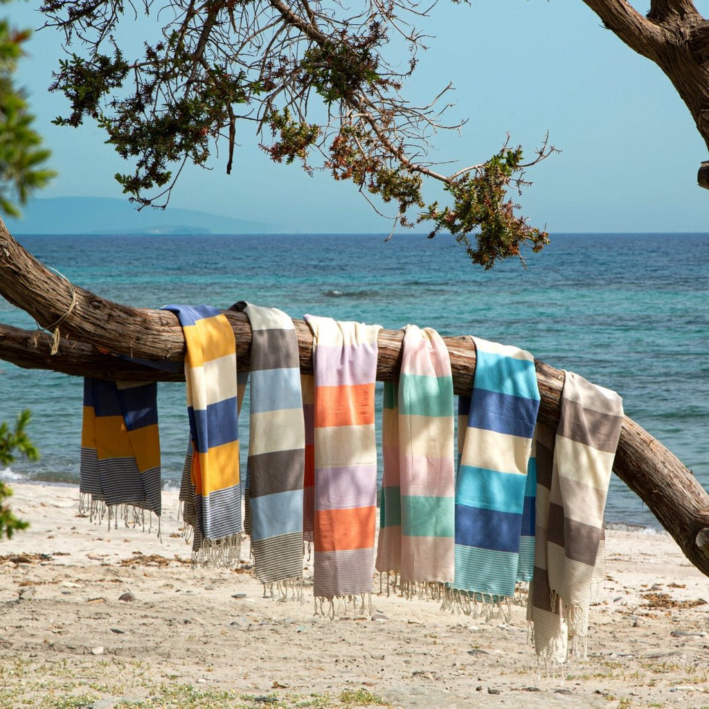 Palermo Hammam Towel with gift box, Blue/Black - Towel to Go - glott.no