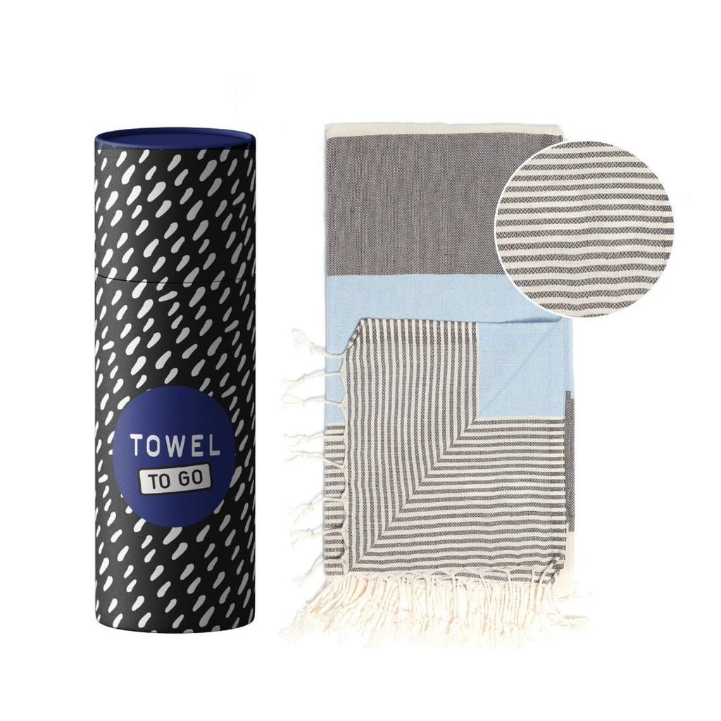 Palermo Hammam Towel with gift box, Blue/Black - Towel to Go - glott.no