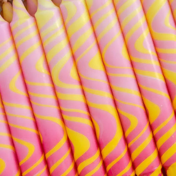 Stearinlys - Marble Pink/Yellow - Nordtrice Candles