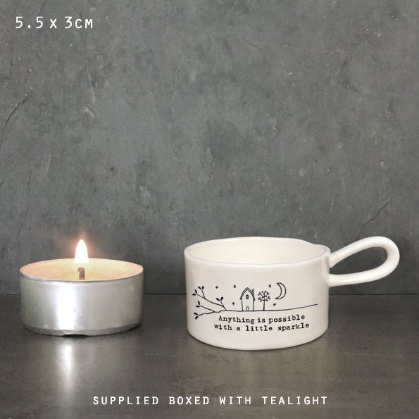 Telys holder med håndtak Little sparkle - East Of India - glott.no