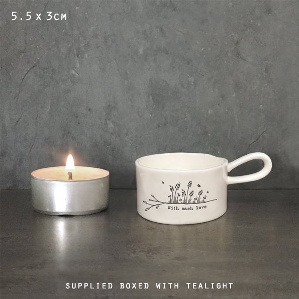 Telys holder med håndtak With much love - East Of India - glott.no