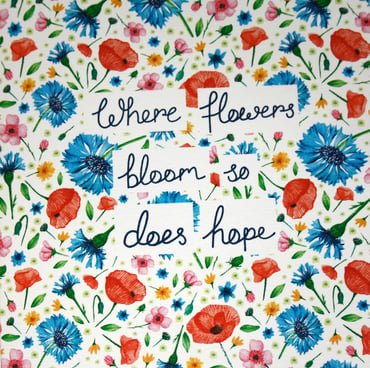 Where flowers bloom so does hope mønster Kort - Victoria Snape - glott.no