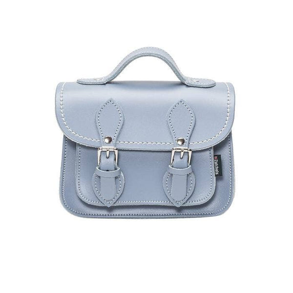 Handmade Leather Micro Satchel Lilac Grey - Zatchels