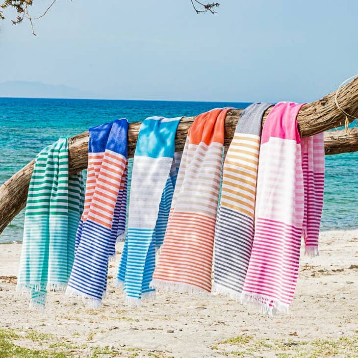 Bali Hammam Towel with gift box, Orange/Beige - Towel to Go - glott.no