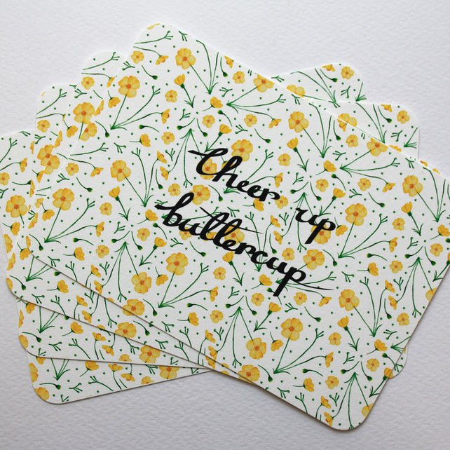 Cheer Up Buttercup Notelets x4 - Victoria Snape - glott.no