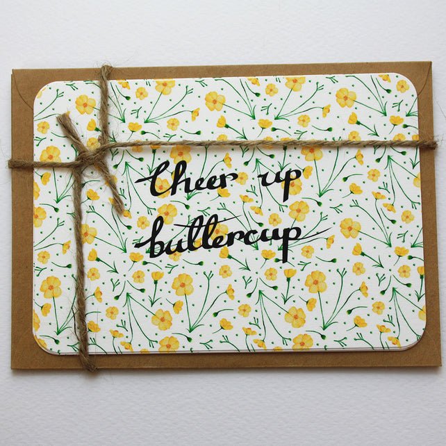 Cheer Up Buttercup Notelets x4 - Victoria Snape - glott.no