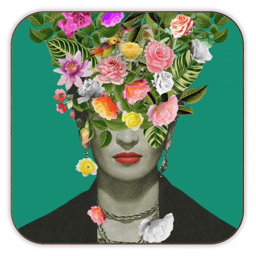 Frida Floral (Green) - Coaster - Art Wow - glott.no