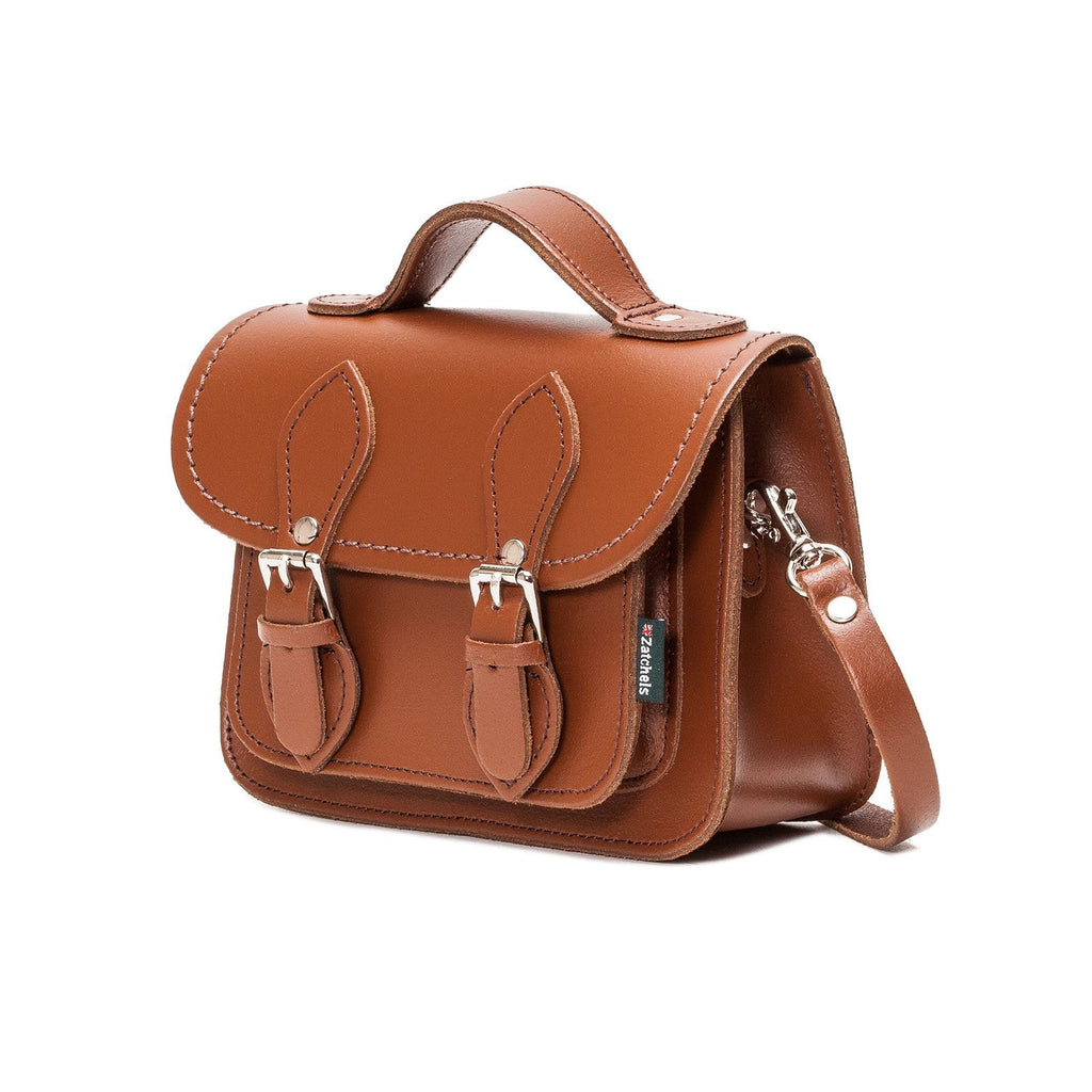 HANDMADE LEATHER MICRO SATCHEL CHESTNUT - Zatchels - glott.no