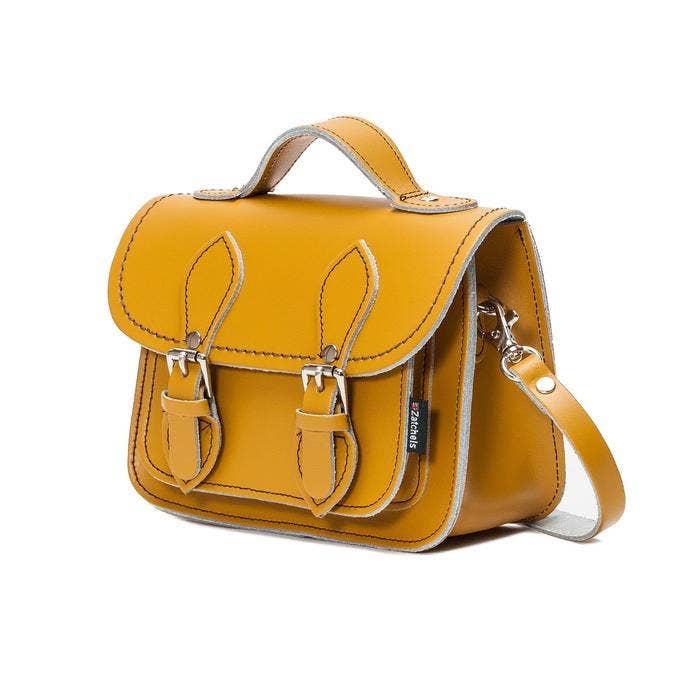 HANDMADE LEATHER MICRO SATCHEL YELLOW OCHRE - Zatchels - glott.no