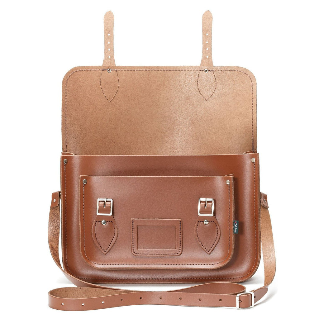 HANDMADE LEATHER SATCHEL - CHESTNUT - Zatchels - glott.no