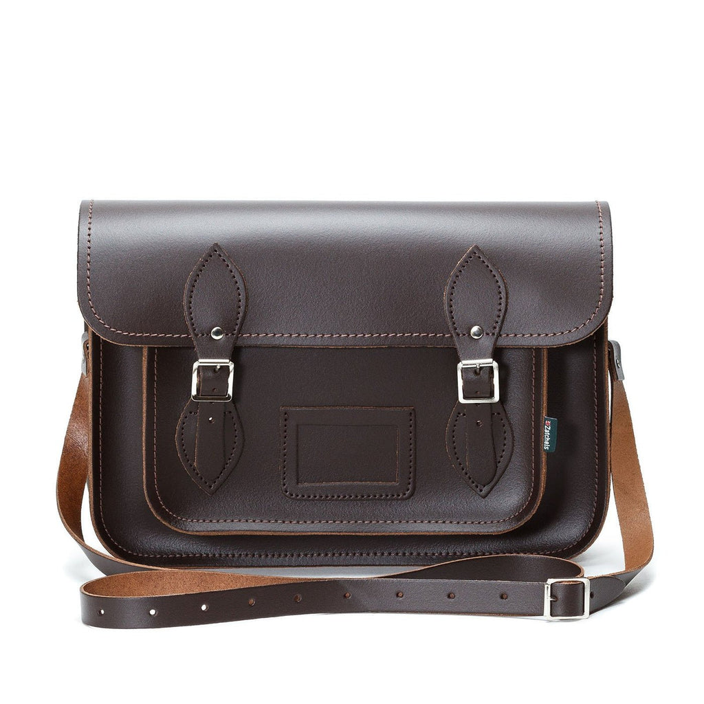 HANDMADE LEATHER SATCHEL - DARK BROWN - Zatchels - glott.no