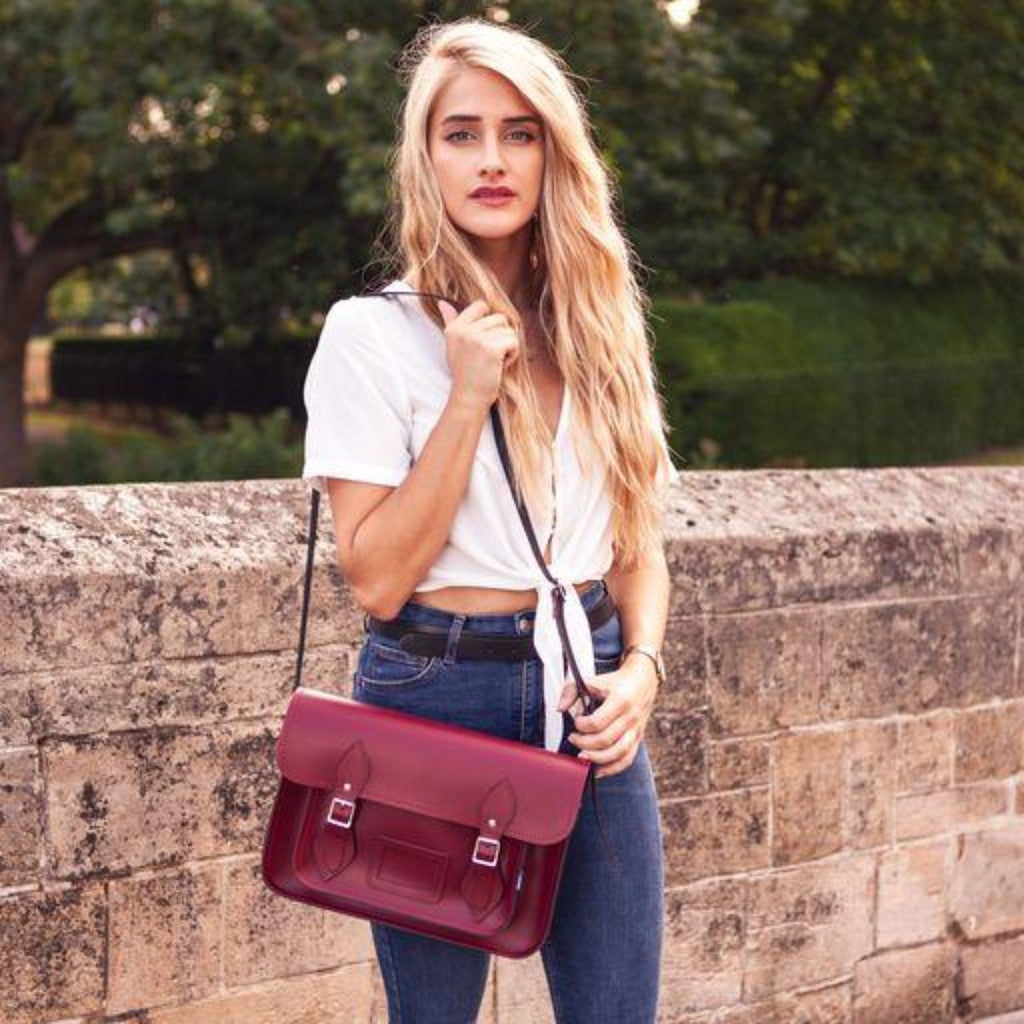 HANDMADE LEATHER SATCHEL - OXBLOOD RED - Zatchels - glott.no